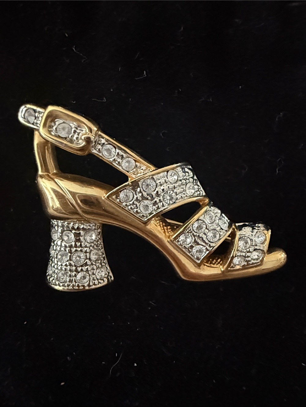 Gold Crystal-Strap Women's Sandal Brooch